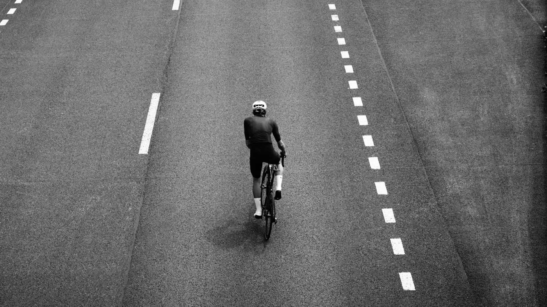 Cyclist at Gotthardpass