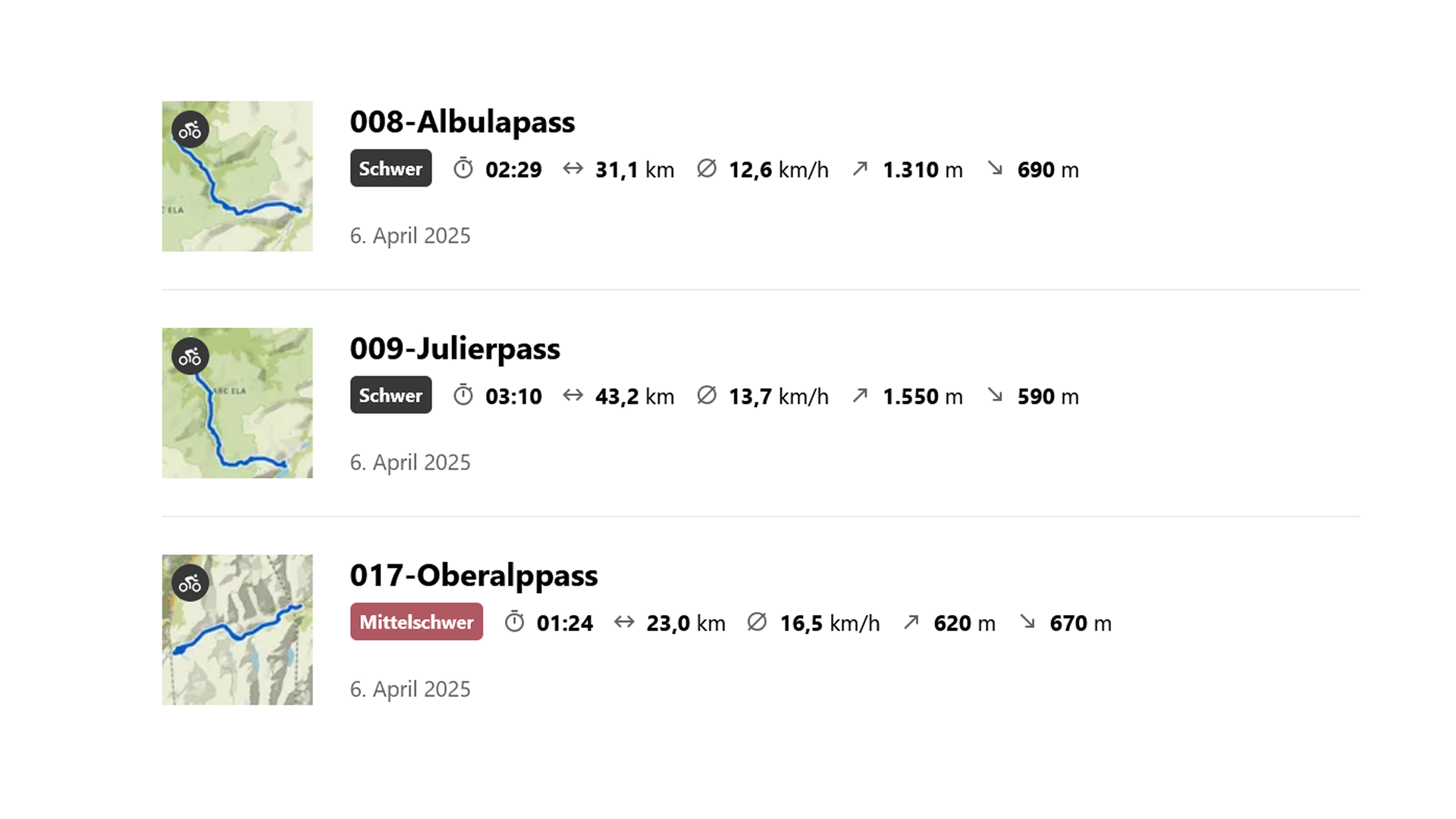 Routes in Komoot